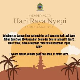 Libur Nasional dan Cuti Bersama - Hari Raya Nyepi Tahun Saka 1946