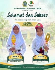 Dua Siswi MIN 6 Gunungkidul Asal Kalurahan Tepus Raih Juara 1 KOSMA Tingkat Kabupaten